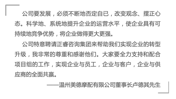 溫州美德摩配有限公司給正睿咨詢的感謝信 溫州美德摩配有限公司給正睿咨詢的感謝信